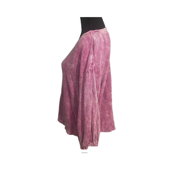 Pilcro Anthropologie Tie-Dye Thermal Top 3/4 Sleeve Petite Pink Women's - Picture 9 of 10